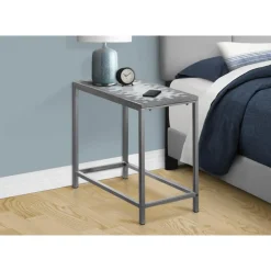 Accent table - grey / blue tile top / hammered silver - Monarch