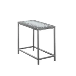Accent table - grey / blue tile top / hammered silver - Monarch