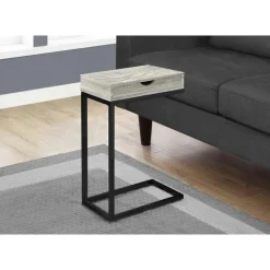 Accent table - grey reclaimed wood-look / black / drawer - Monarch