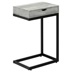 Accent table - grey reclaimed wood-look / black / drawer - Monarch