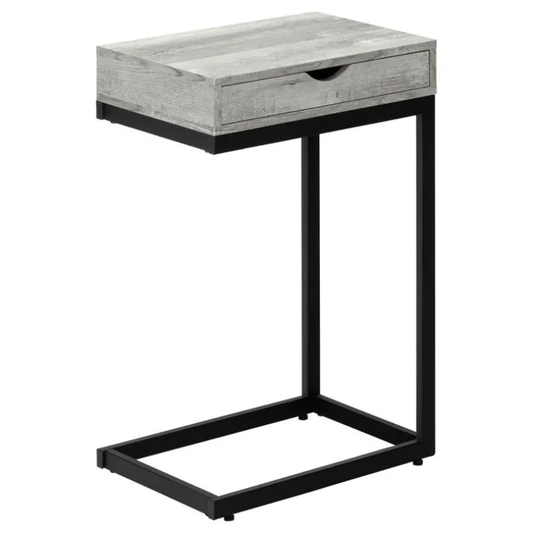 Accent table - grey reclaimed wood-look / black / drawer - Monarch