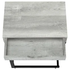 Accent table - grey reclaimed wood-look / black / drawer - Monarch