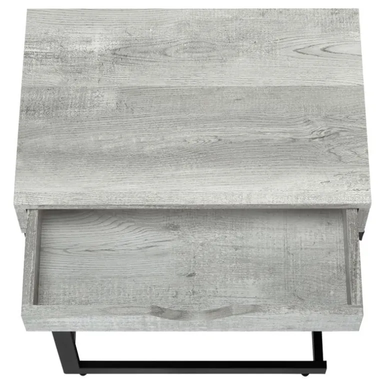 Accent table - grey reclaimed wood-look / black / drawer - Monarch