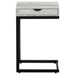 Accent table - grey reclaimed wood-look / black / drawer - Monarch