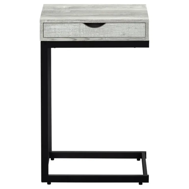 Accent table - grey reclaimed wood-look / black / drawer - Monarch