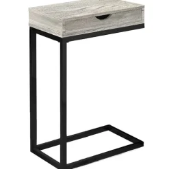 Accent table - grey reclaimed wood-look / black / drawer - Monarch