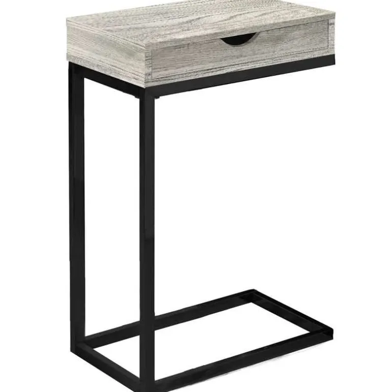 Accent table - grey reclaimed wood-look / black / drawer - Monarch
