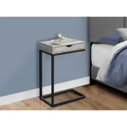 Accent table - grey reclaimed wood-look / black / drawer - Monarch