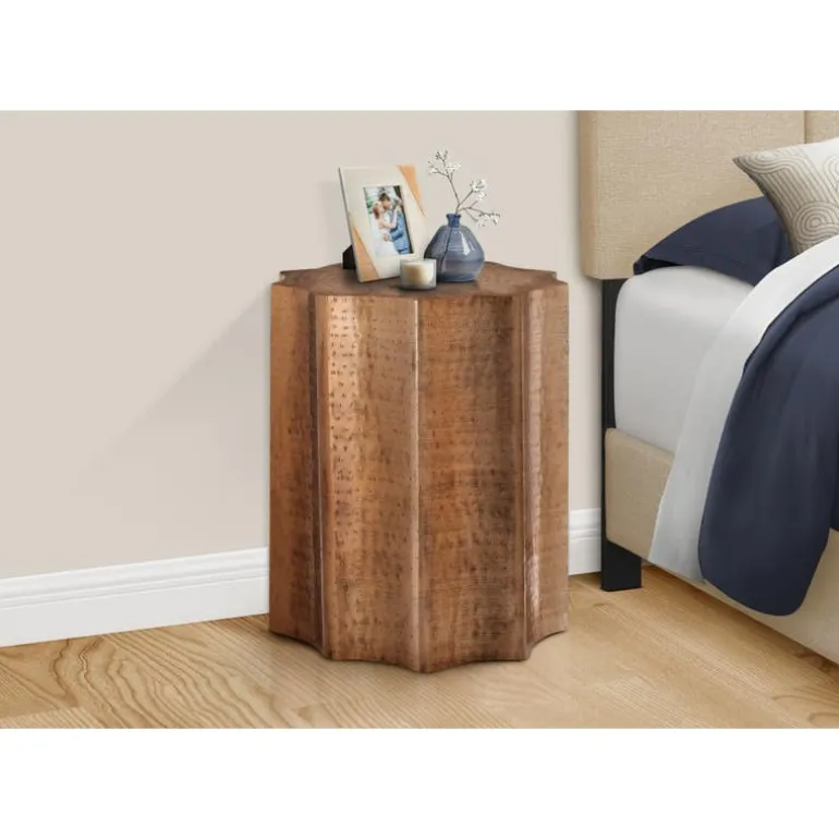 Accent table - 22"h / antique copper iron metal end table - Monarch