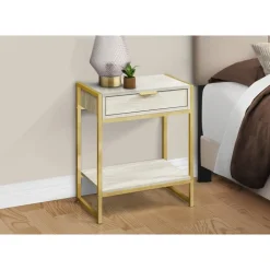 Accent table - 24"h / beige marble / gold metal - Monarch