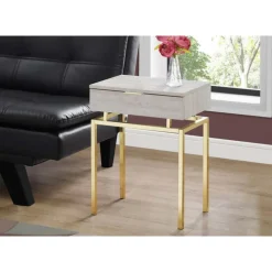 Accent table - 24"h / beige marble / gold metal - Monarch