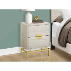 Accent table - 24"h / beige marble / gold metal - Monarch