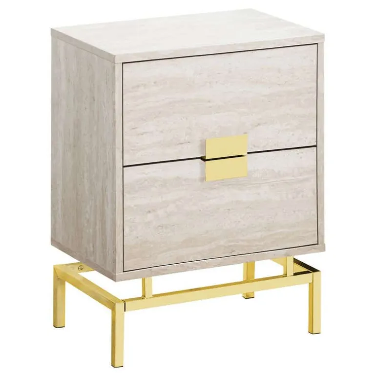 Accent table - 24"h / beige marble / gold metal - Monarch