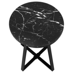 Accent table - 22"h / black marble / black metal - Monarch