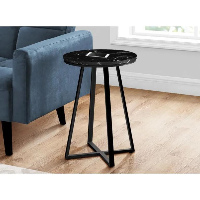 Accent table - 22"h / black marble / black metal - Monarch