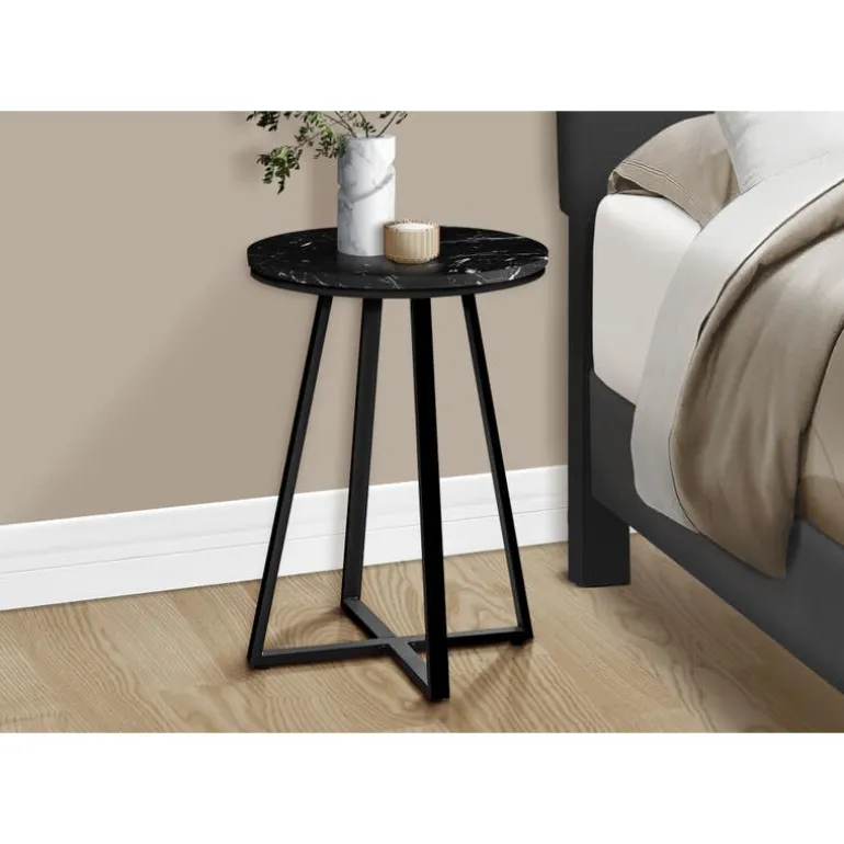 Accent table - 22"h / black marble / black metal - Monarch