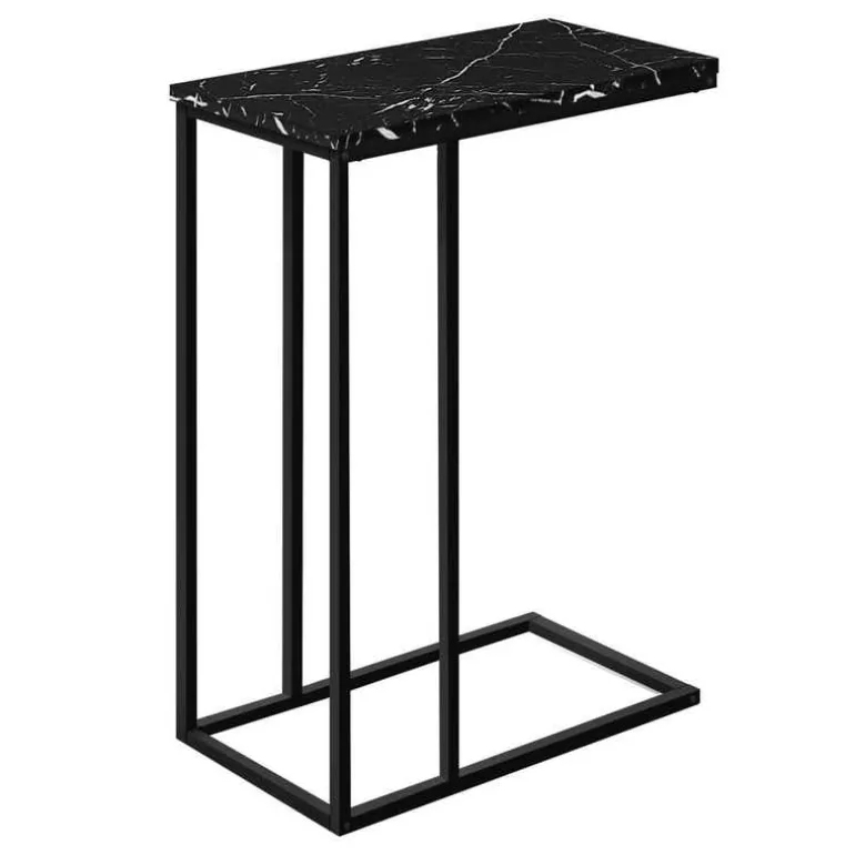 Accent table - 25"h / black marble / black metal - Monarch