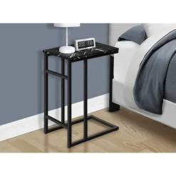 Accent table - 24"h / black marble / black metal - Monarch