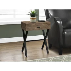 Accent table - 24"h / brown reclaimed wood / black metal - Monarch