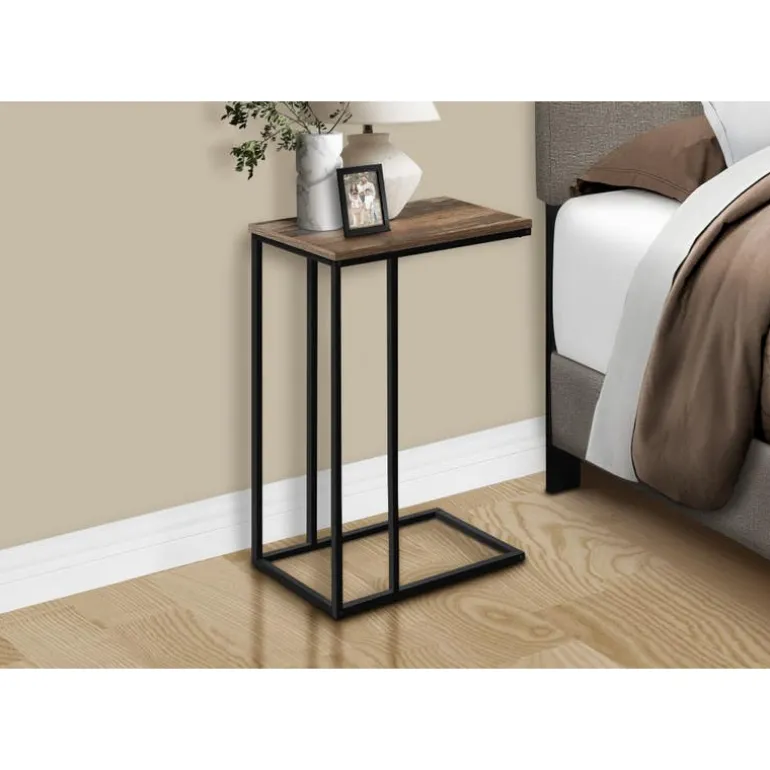 Accent table - 25"h / brown reclaimed / black metal - Monarch
