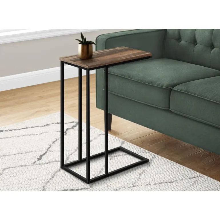 Accent table - 25"h / brown reclaimed / black metal - Monarch