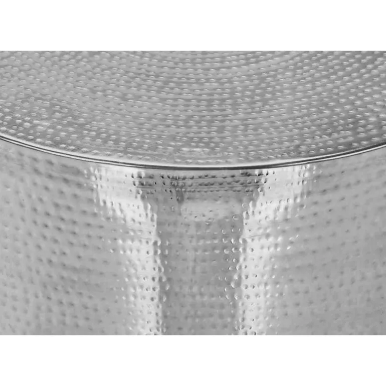 Accent table - 22"h / chrome iron metal drum end table - Monarch