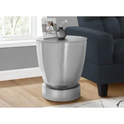 Accent table - 22"h / chrome iron metal drum end - Monarch