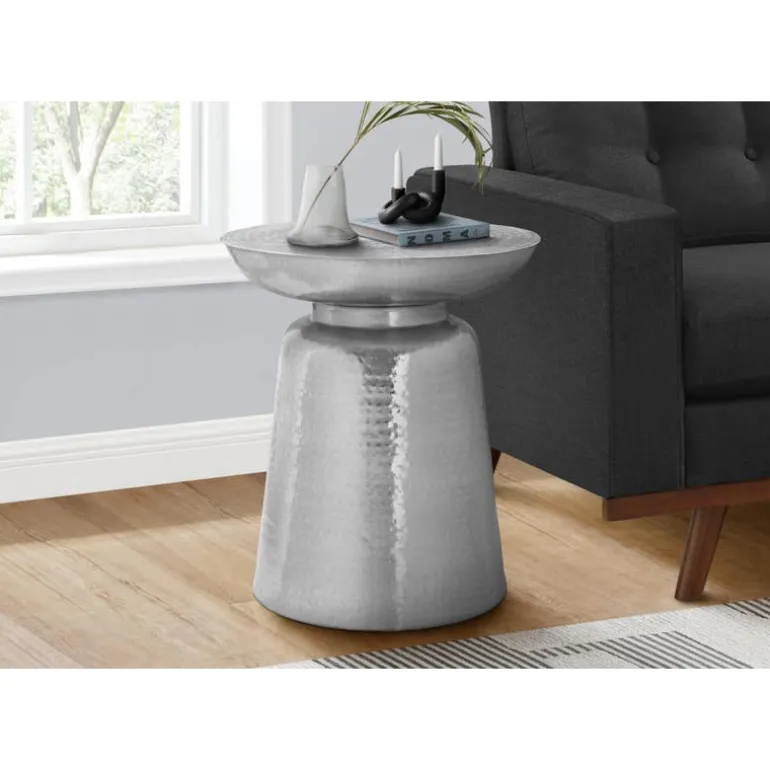 Accent table - 22"h / chrome iron metal drum end - Monarch