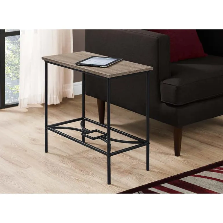 Accent table - 22"h / dark taupe / black metal - Monarch