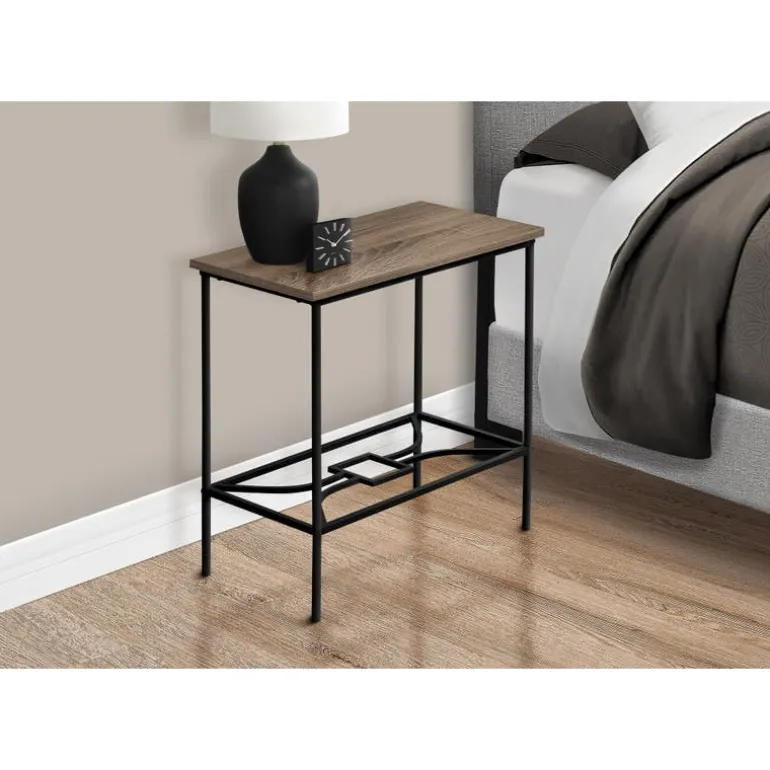 Accent table - 22"h / dark taupe / black metal - Monarch