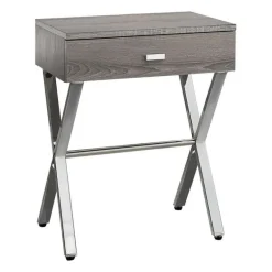 Accent table - 24"h / dark taupe / chrome metal - Monarch