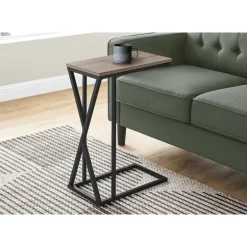 Accent table - 25"h / dark taupe / black metal - Monarch