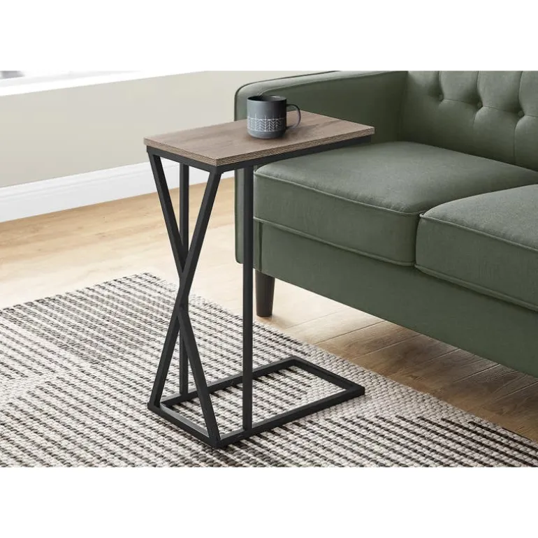 Accent table - 25"h / dark taupe / black metal - Monarch