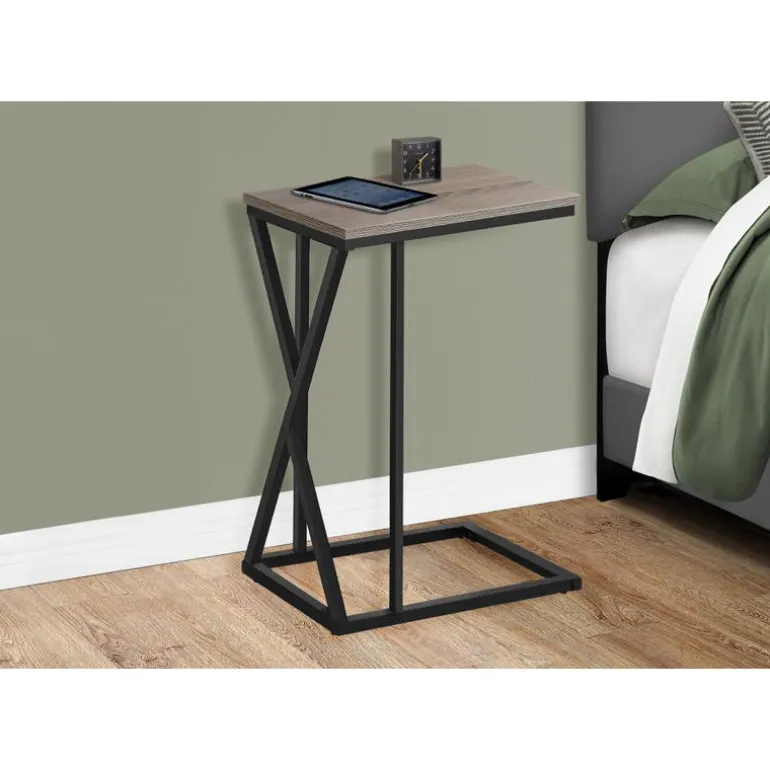 Accent table - 25"h / dark taupe / black metal - Monarch