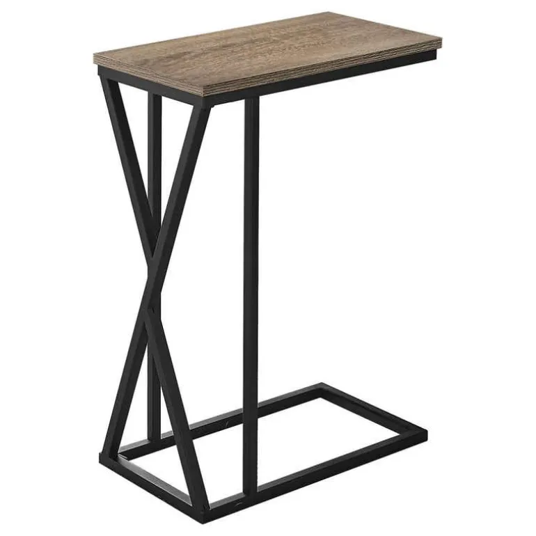 Accent table - 25"h / dark taupe / black metal - Monarch