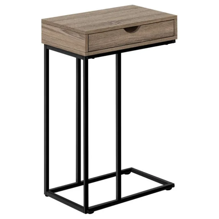 Accent table - 25"h / dark taupe / black metal - Monarch