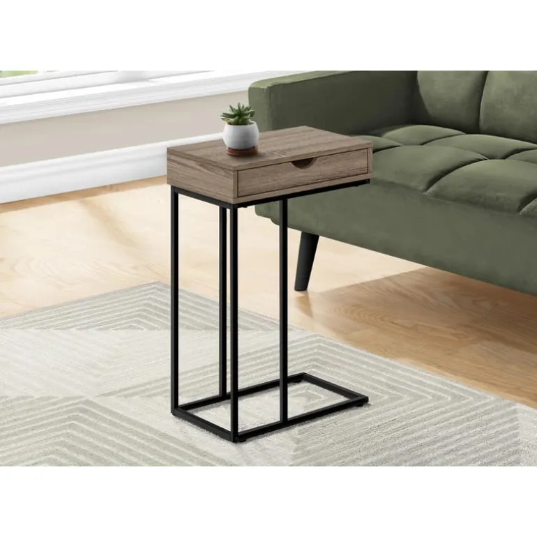 Accent table - 25"h / dark taupe / black metal - Monarch