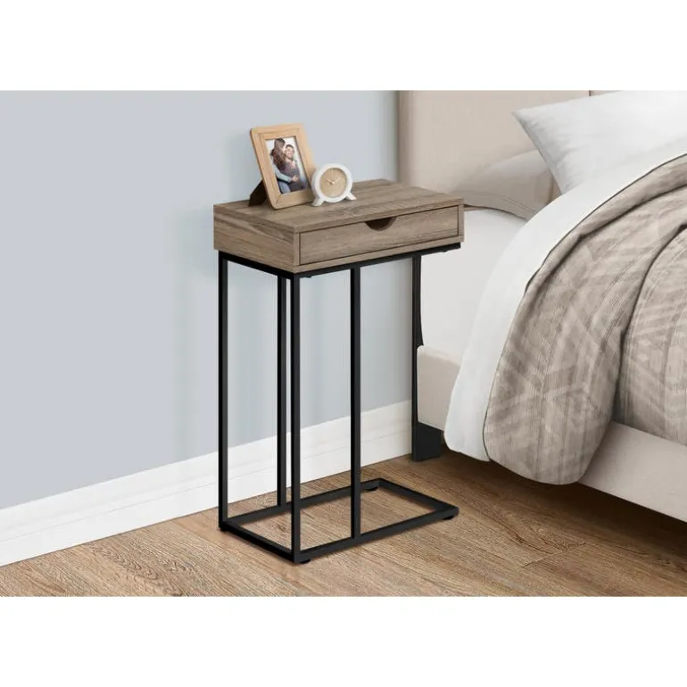 Accent table - 25"h / dark taupe / black metal - Monarch