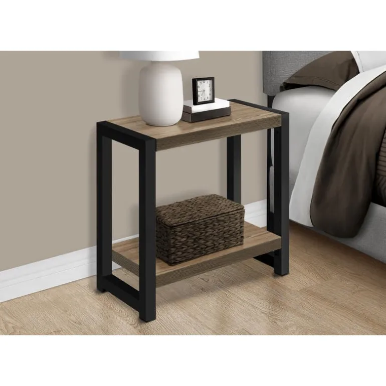 Accent table - 22"h / dark taupe / black metal - Monarch