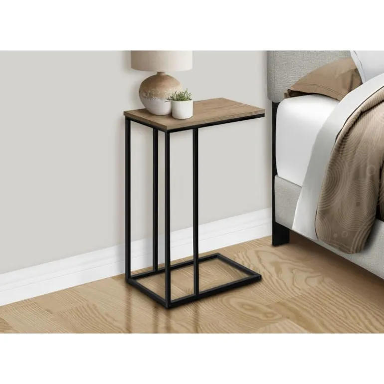 Accent table - 25"h / dark taupe / black metal - Monarch
