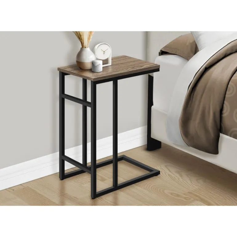 Accent table - 24"h / dark taupe / black metal - Monarch
