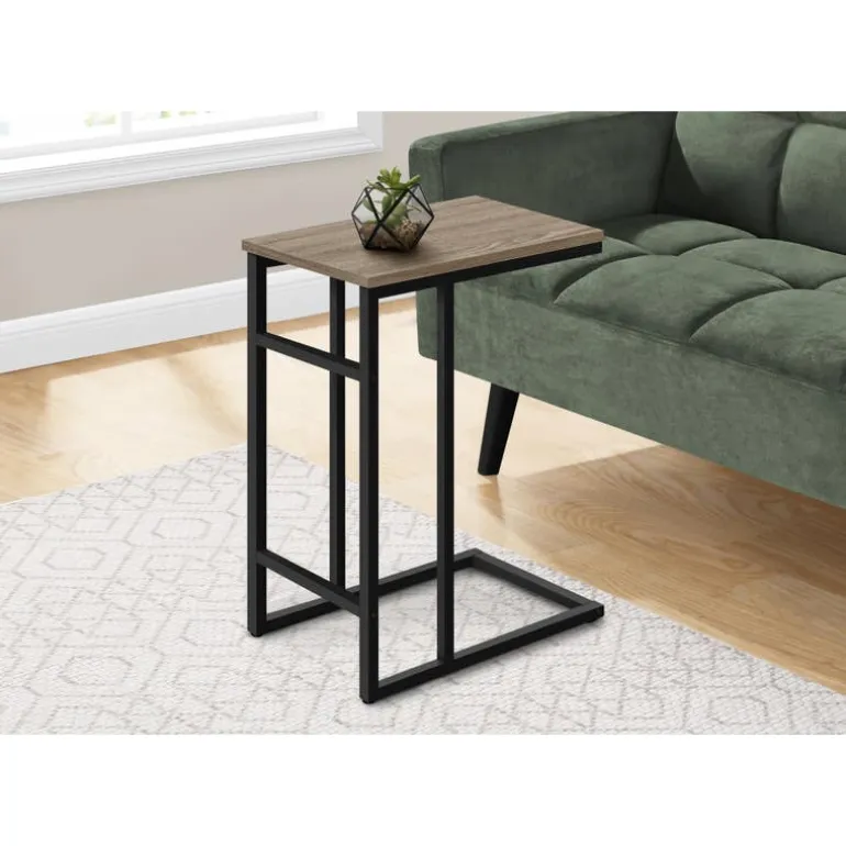 Accent table - 24"h / dark taupe / black metal - Monarch