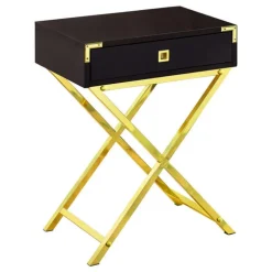 Accent table - 24"h / espresso / gold metal - Monarch