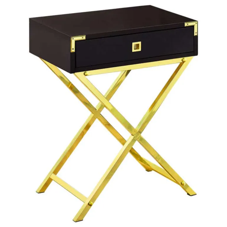 Accent table - 24"h / espresso / gold metal - Monarch