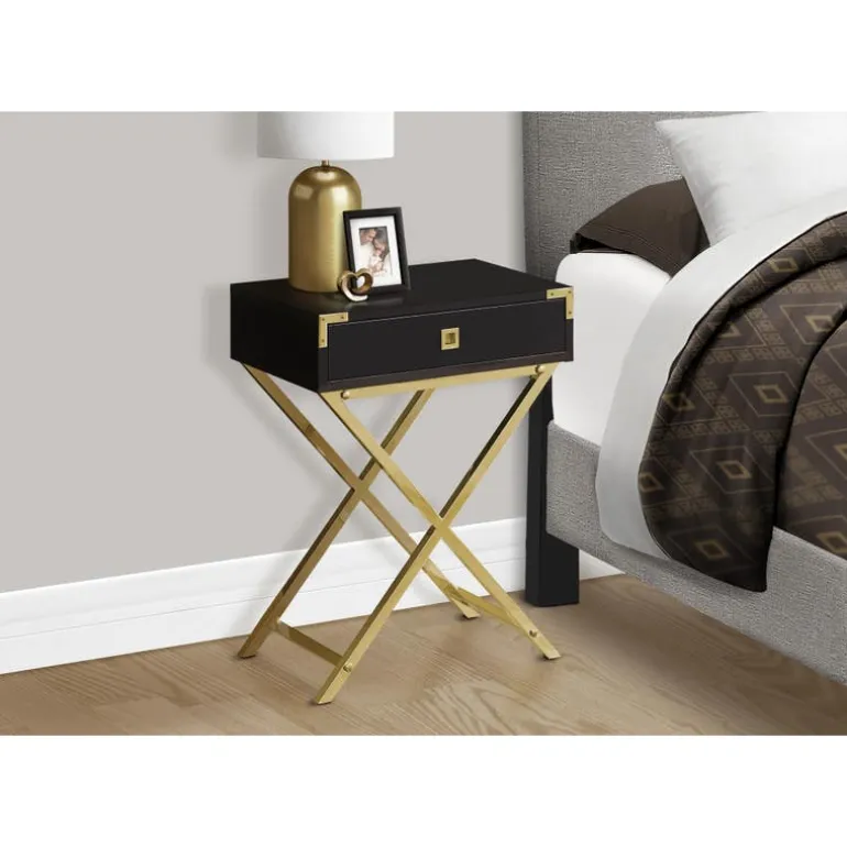 Accent table - 24"h / espresso / gold metal - Monarch
