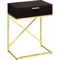 Accent table - 24"h / espresso / gold metal - Monarch