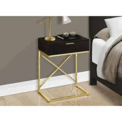 Accent table - 24"h / espresso / gold metal - Monarch