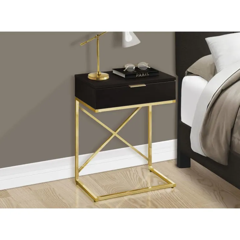 Accent table - 24"h / espresso / gold metal - Monarch