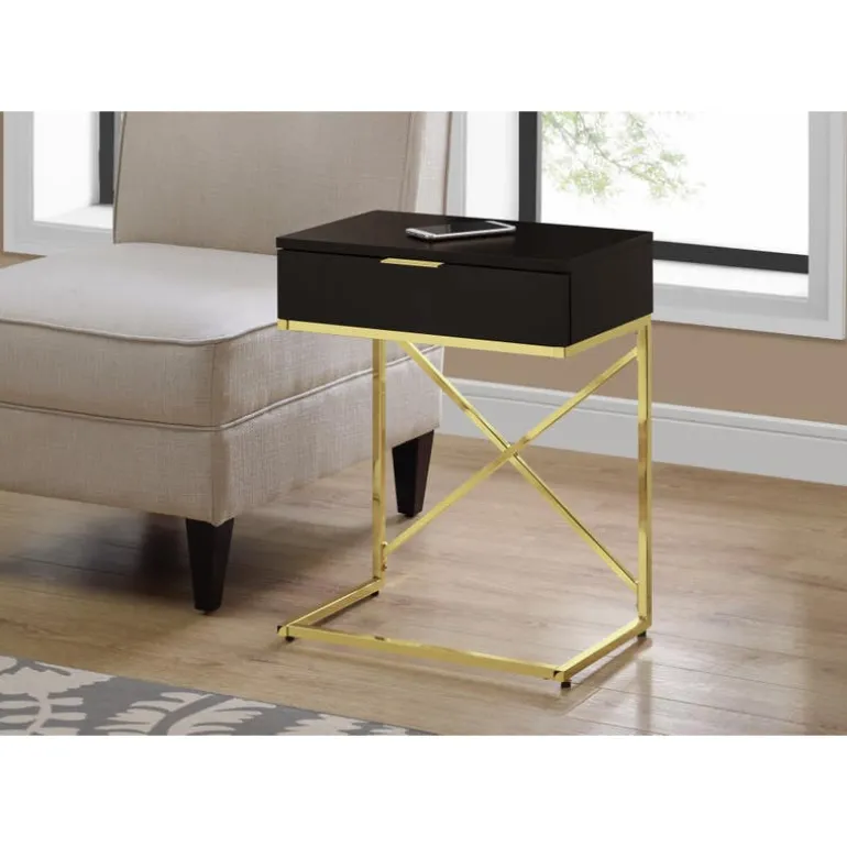 Accent table - 24"h / espresso / gold metal - Monarch