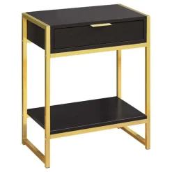 Accent table - 24"h / espresso / gold metal - Monarch